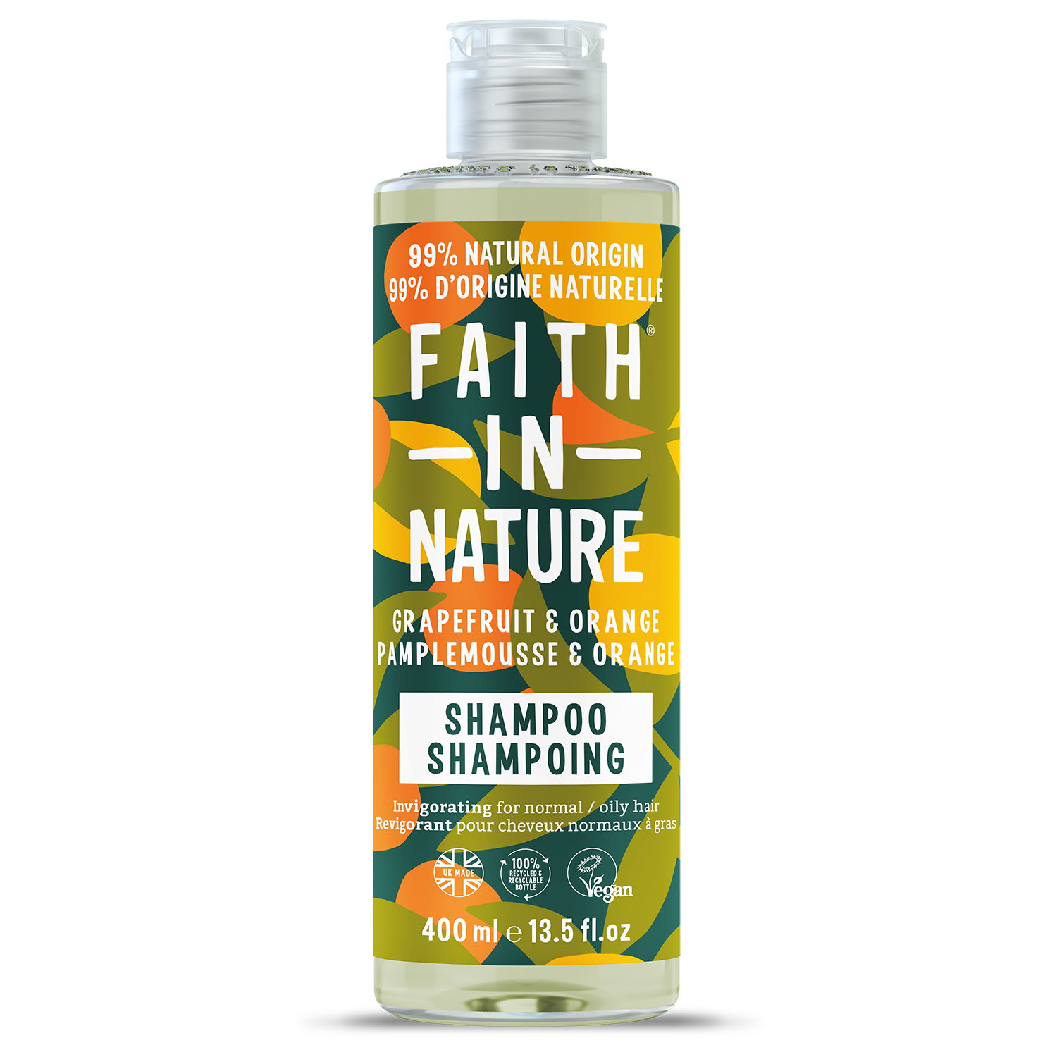 Sampon natural revigorant, 400 ml, Grapefruit si Portocale, Faith in Nature