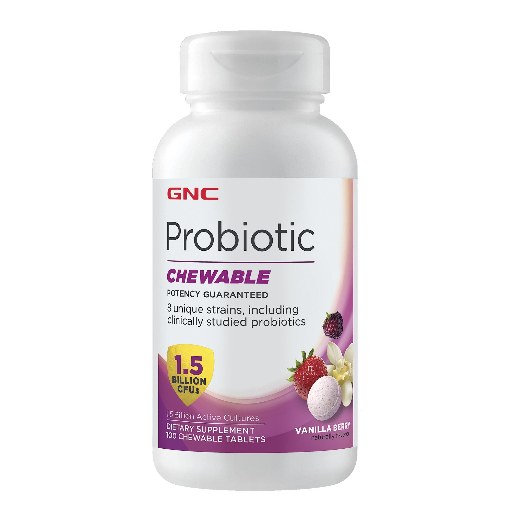 Complex probiotice cu aroma de vanilie si fructe de padure, 100 capsule, GNC