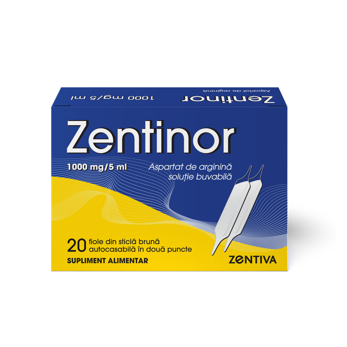 Zentinor, aspartat de arginina1000 mg/5ml, 20 fiole buvabile, Zentiva