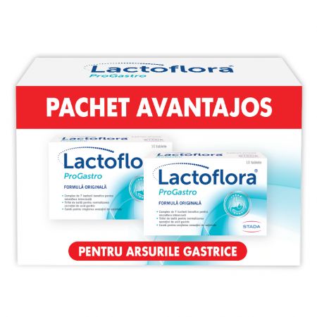 Pachet Lactoflora Pro Gastro, 2x10 tablete, Stada