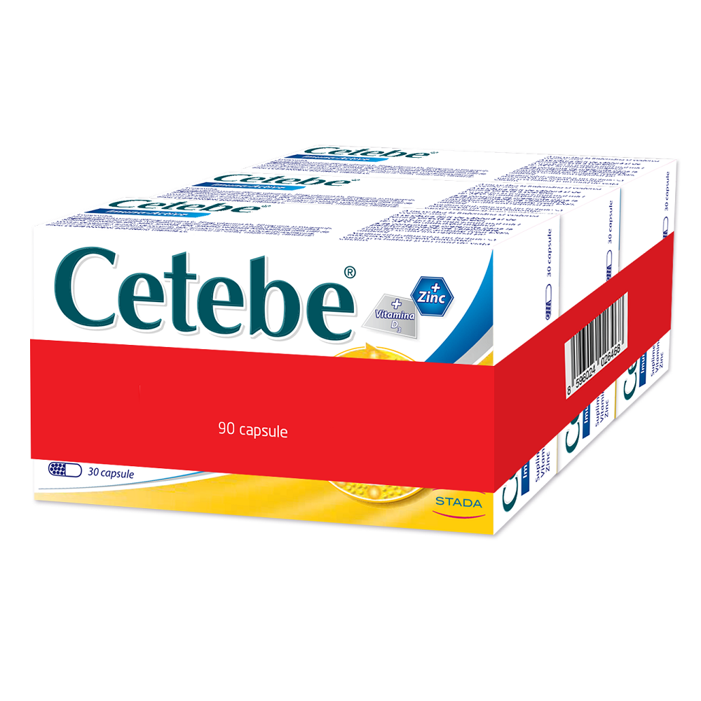 Pachet Cetebe Imuno-Active, 500 mg, 3 x 30 capsule, Stada