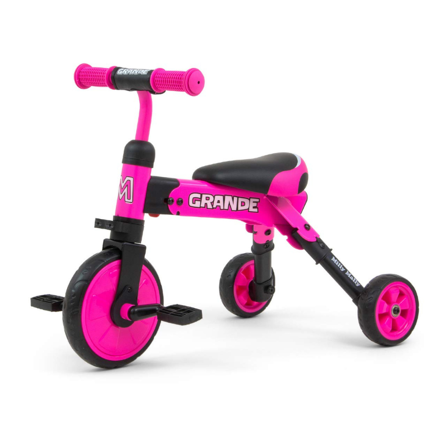 Tricicleta pliabila transformabila in bicicleta fara pedale Grande, Grande Pink, Milly Mally
