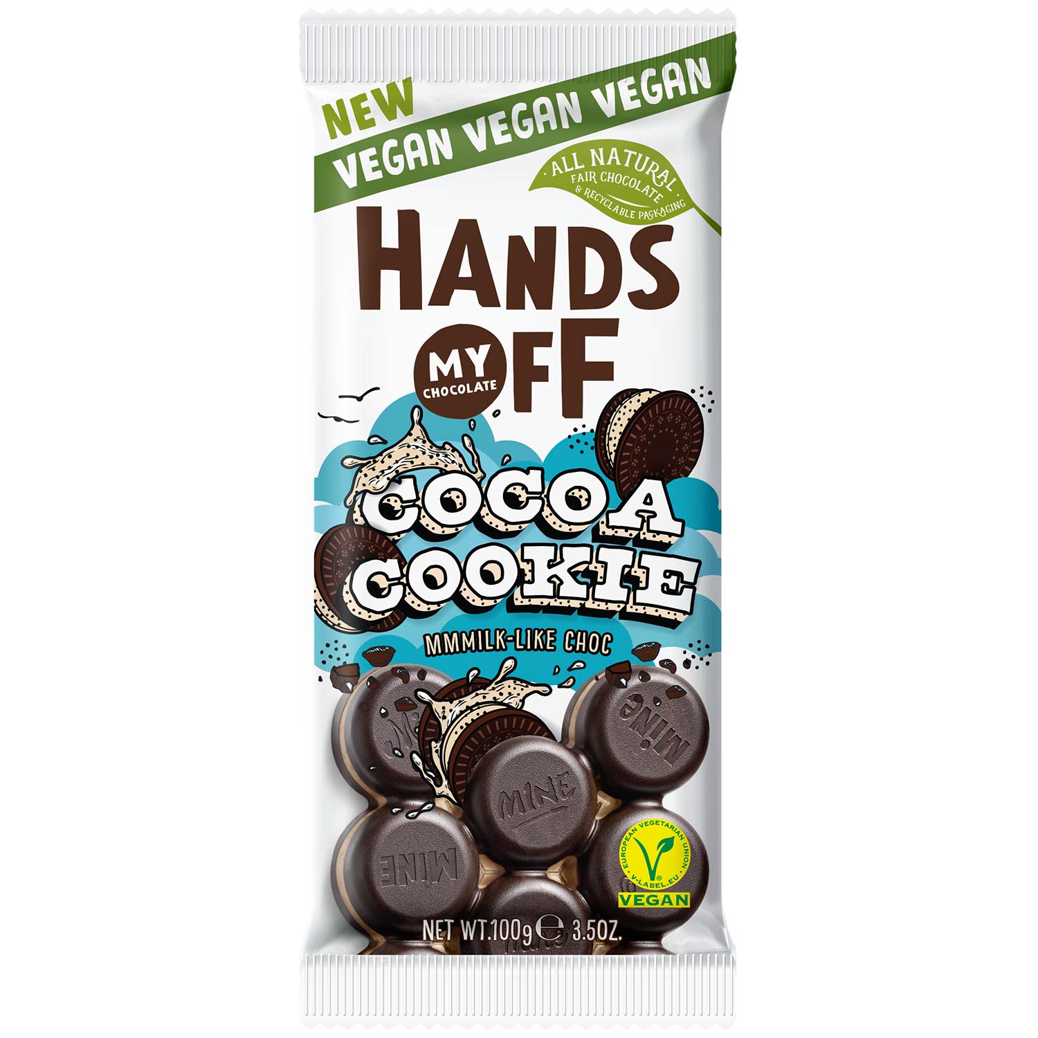 Ciocolata cu cacao Cookie, 100 g, Hands Off