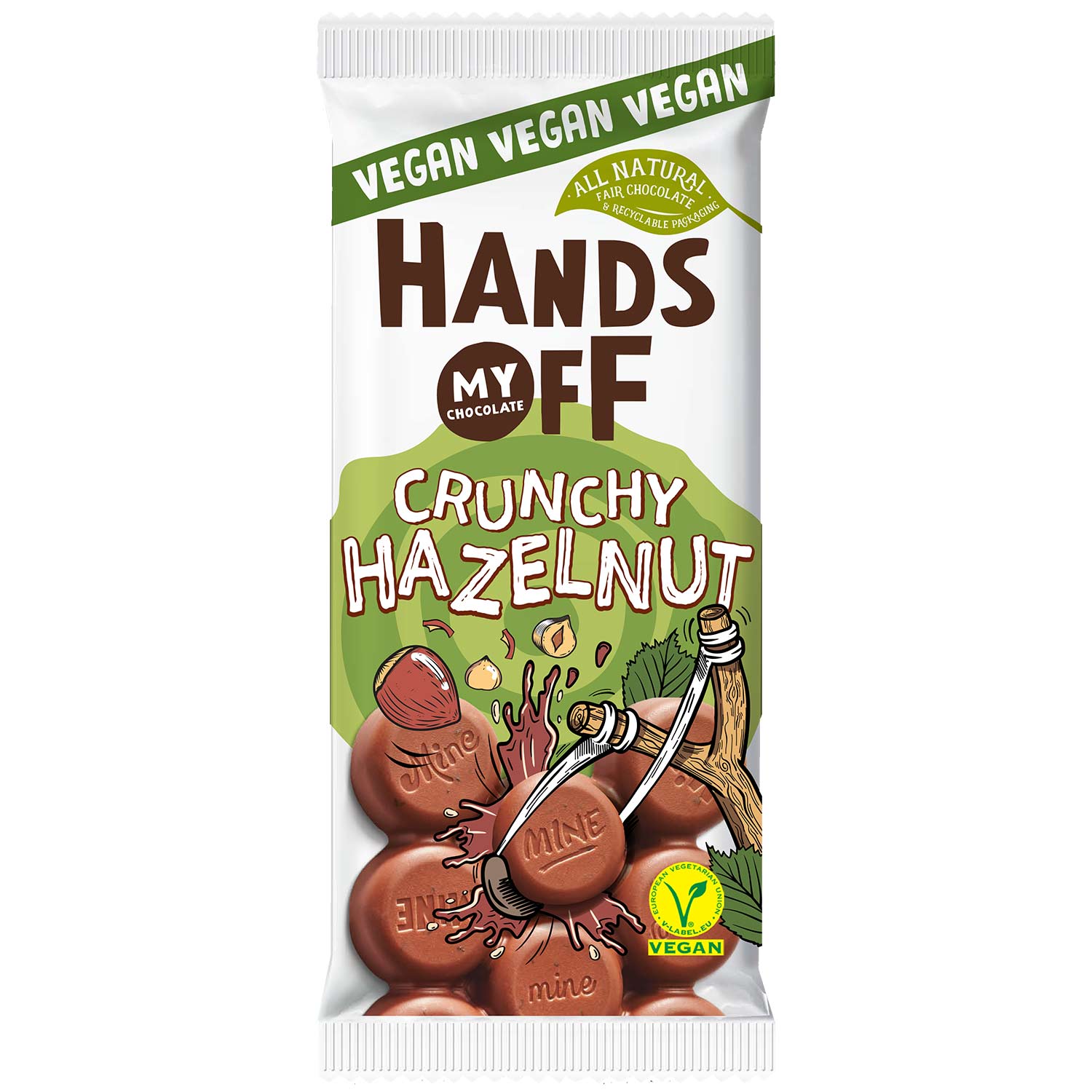 Ciocolata cu alune crocante Crunchy Hazelnut, 100 g, Hands Off
