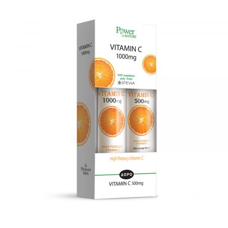 Pachet Vitamina C 1000 mg 24 tablete  + Vitamina C 500 mg 20 tablete