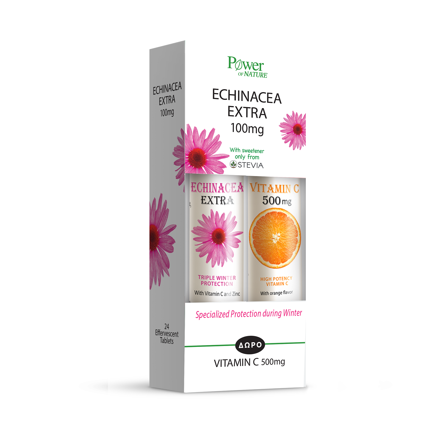 Pachet Echinacea Extra + Vitamina C 500 mg, 24 tablete + 20 tablete, Power of Nature