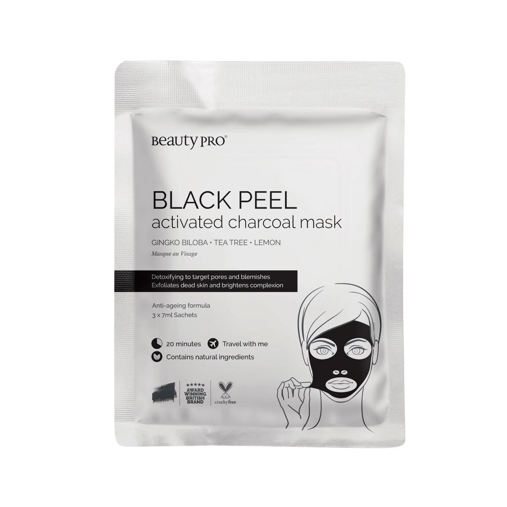 Masca cu carbune activ Black Peel, 3 x 7 ml, BeautyPro