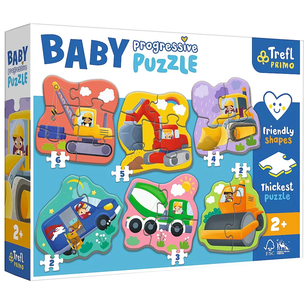 Puzzle Primo Baby Progressive, 2 ani+, Vehicule, Trefl