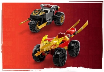 Infruntarea dintre Kai in masina si Ras pe motocicleta Lego Ninja 71789 Lego