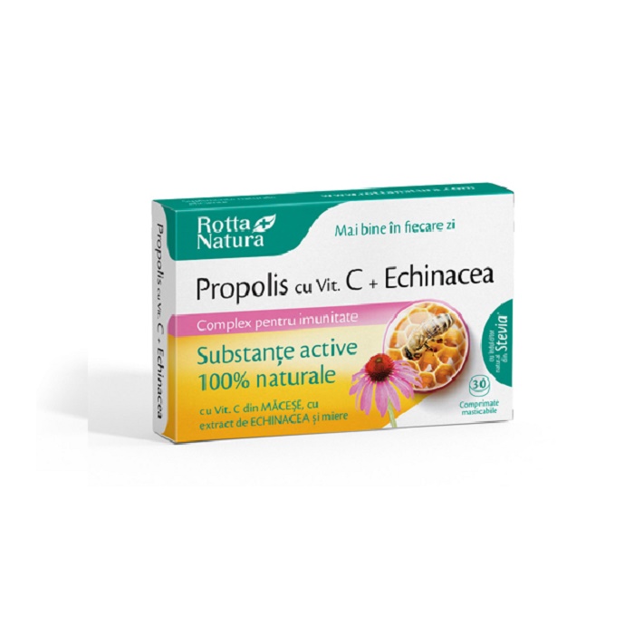 Propolis cu Vitamina C, 30 comprimate, Rotta Natura