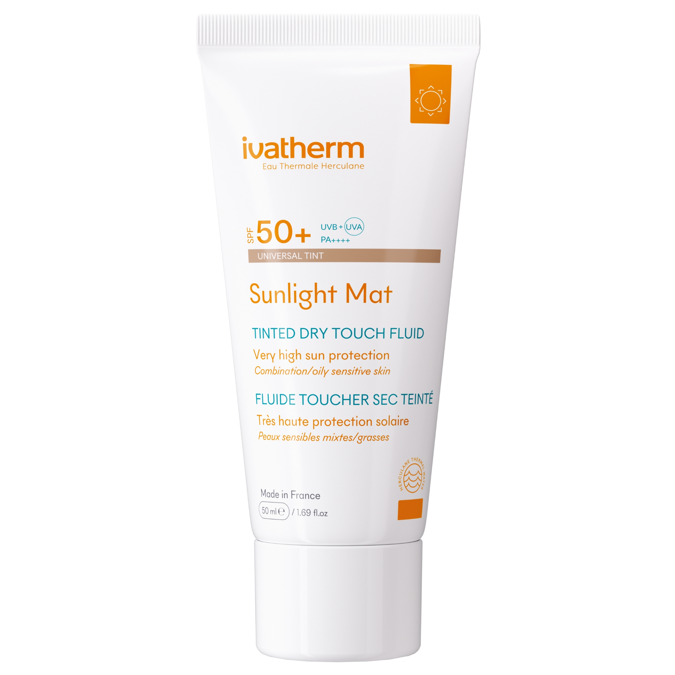 Crema cu protectie solara SPF50+ Sunlight Mat Dry Touch Fluid, 50 ml, Ivatherm