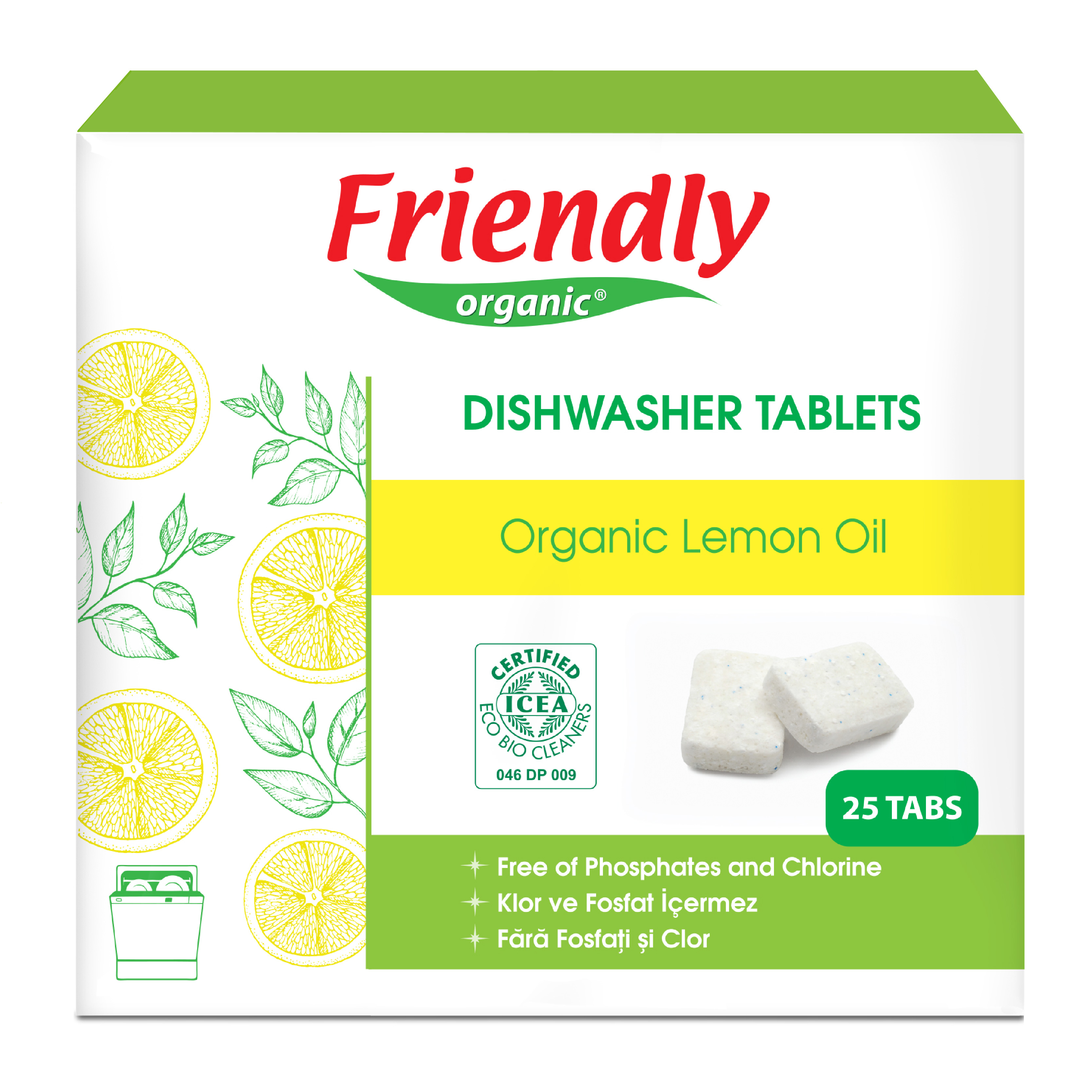 Detergent de vase automat, 18 g x 25 tablete, Friendly Organic