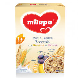 Cereale cu banane si prune Musli Junior 7, +12 luni, 250 g, Milupa