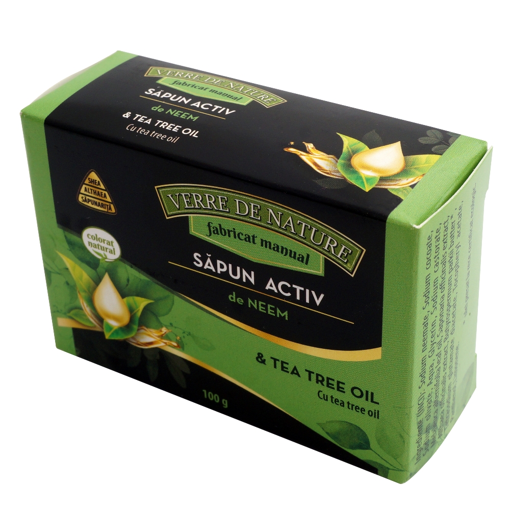 Sapun Activ de Neem cu Tea tree oil, 100 g, Verre de Nature