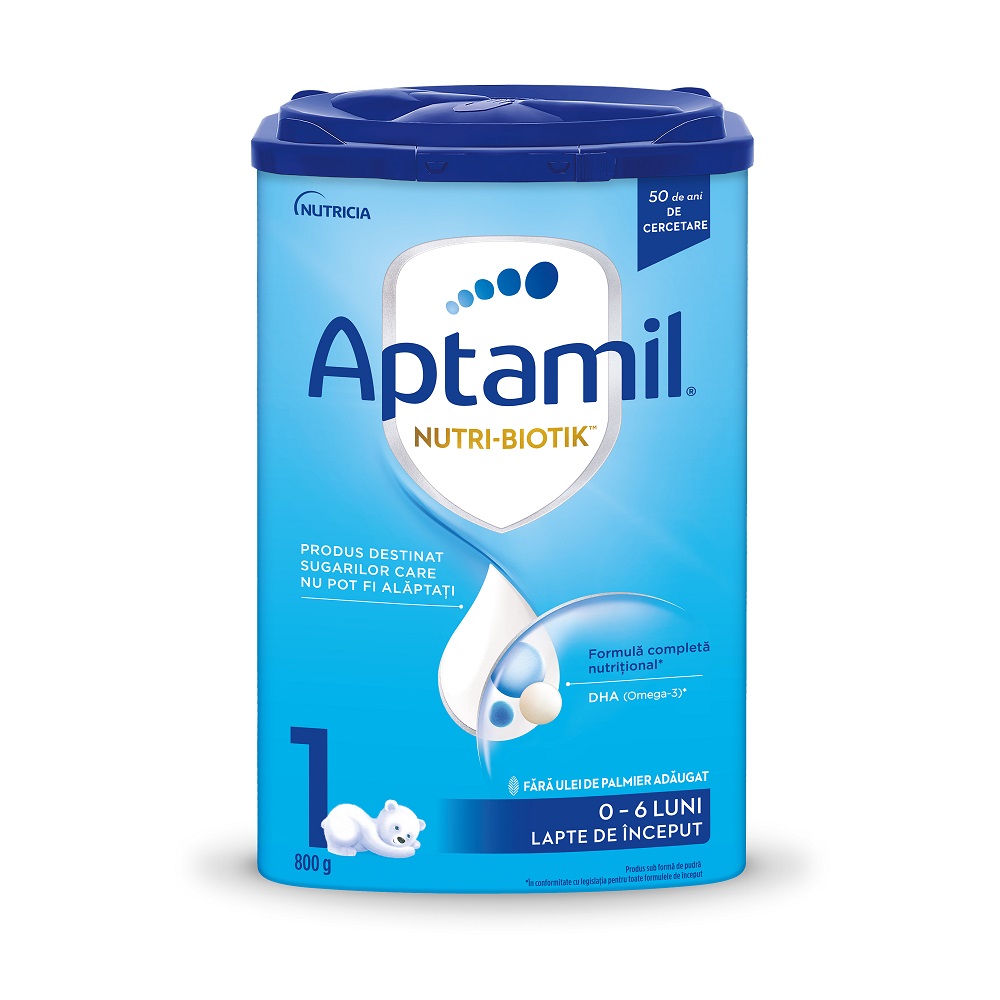 Lapte praf Nutri-Biotik 1, 0-6 luni, 800 g, Aptamil