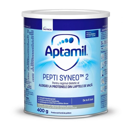 Formula de lapte Pepti Syneo 2, 6-12 luni, 400 g, Aptamil    