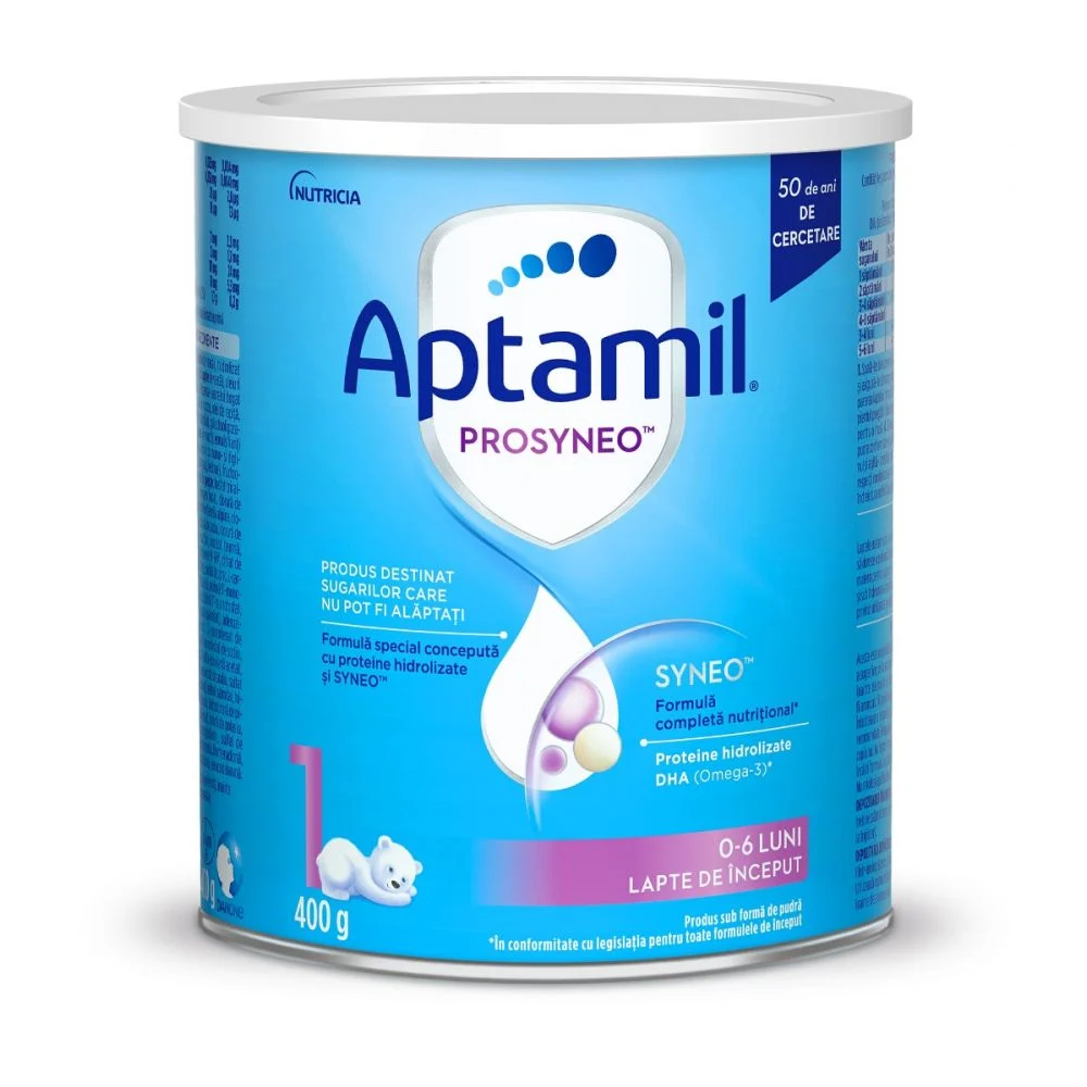Formula de lapte de inceput Prosyneo 1, 0-6 luni, 400 g, Aptamil