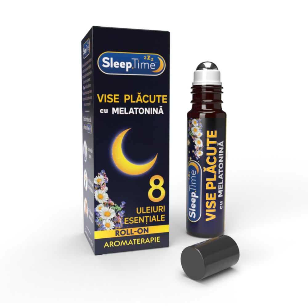 Roll-on cu melatonina pentru aromaterapie SleepTime Vise Placute, 10ml, Justin Pharma