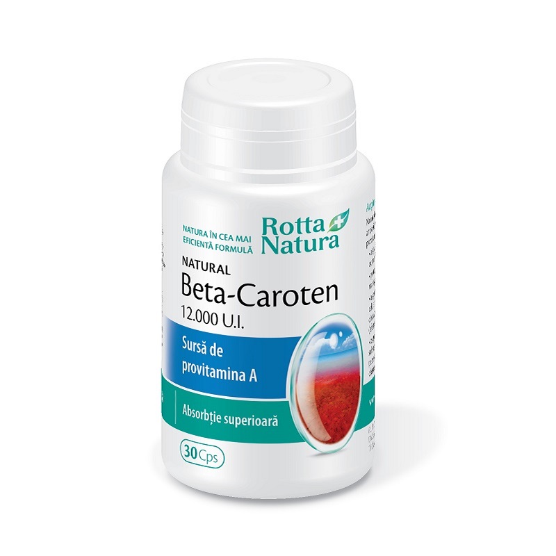 Beta Caroten, 12000 UI, 30 capsule, Rotta Natura