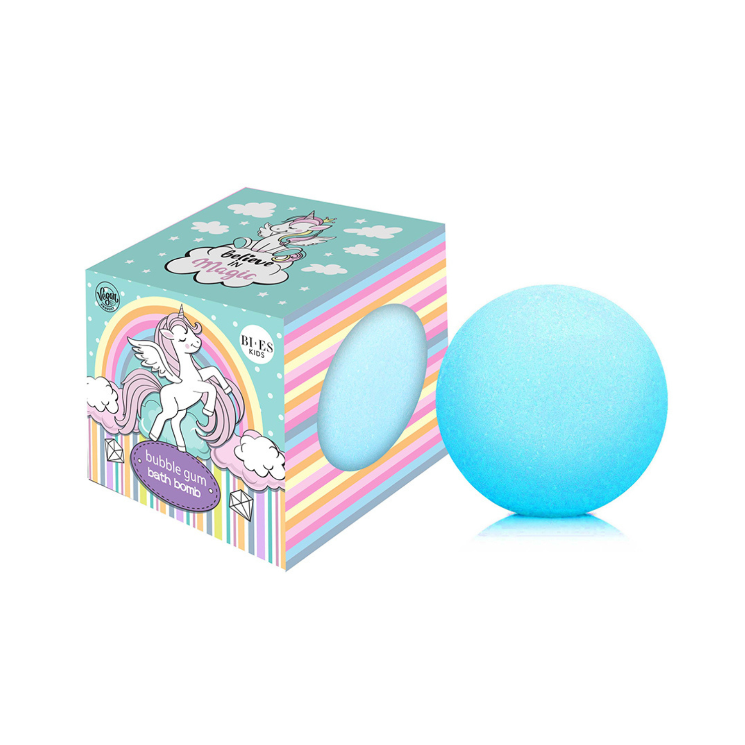 Bomba de baie Unicorn cu bubble gum, 165 g, Bi Es