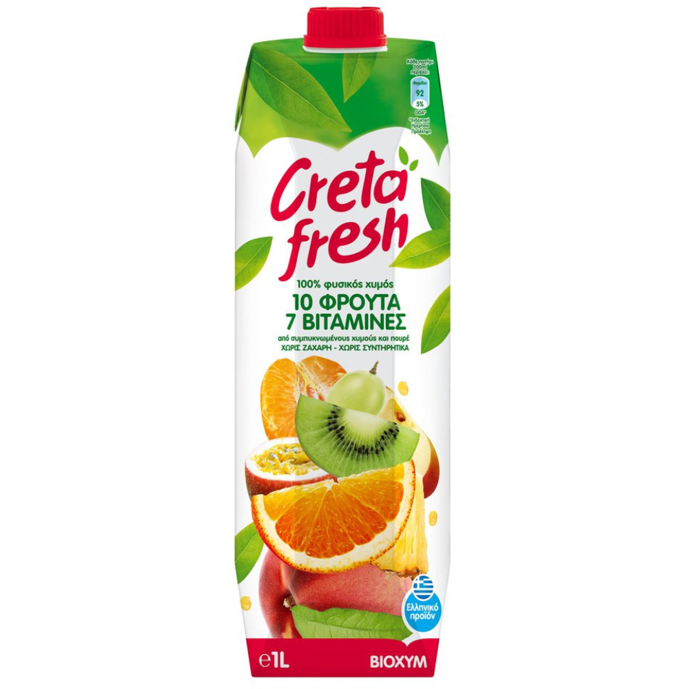 Suc natural cu 10 fructe si 7 vitamine, 1 litru, Creta Fresh