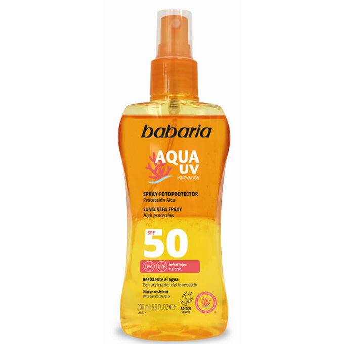 Spray pentru corp cu factor de protectie SPF 50 Aqua UV, 200 ml, Babaria
