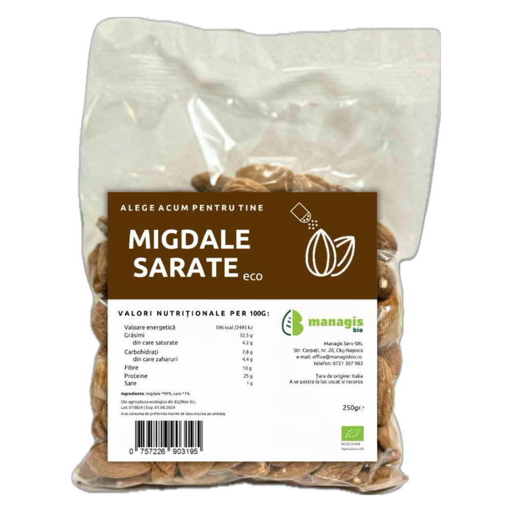 Migdale sarate Bio, 250 g, Managis