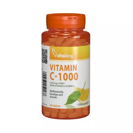 Vitamina C cu Bioflavonoide, 1000mg, 90 tablete, VitaKing