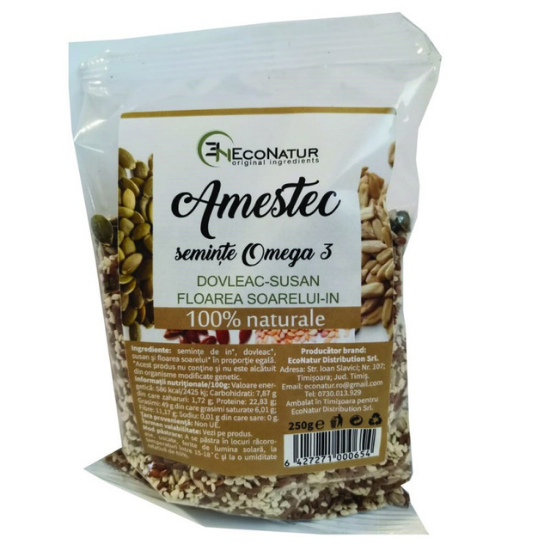 Amestec de seminte bogate in Omega 3, 250 g, EcoNatur