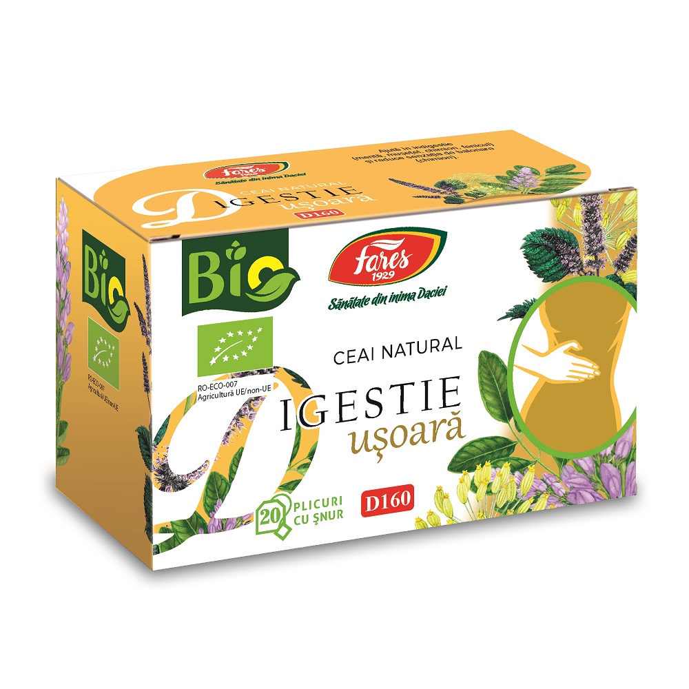 Ceai Bio digestie usoara, 20 plicuri, Fares