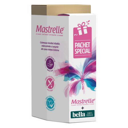 Pachet Mastrelle crema intima, 45g + Absorbante igienice Bella Bio 28 bucati, Fiterman