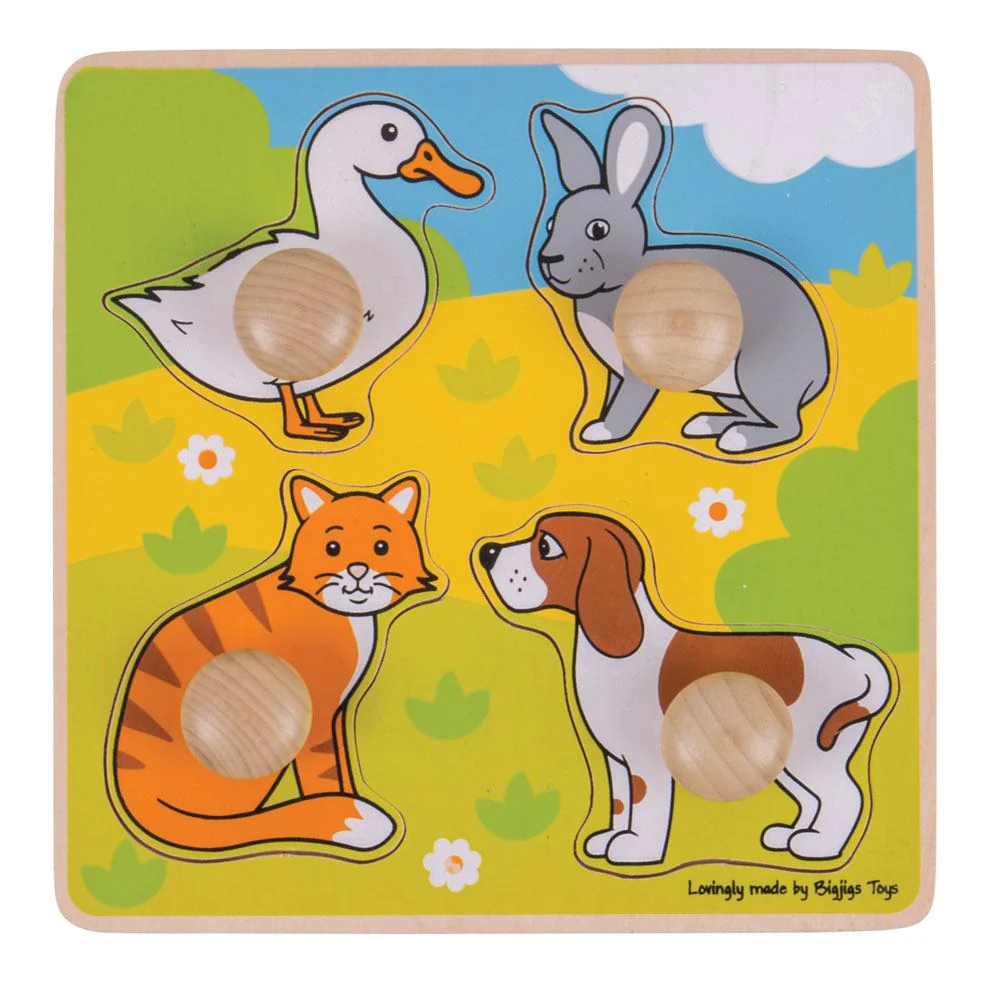 Puzzle din lemn Animal de companie, +12 luni, 4 piese, BigJigs