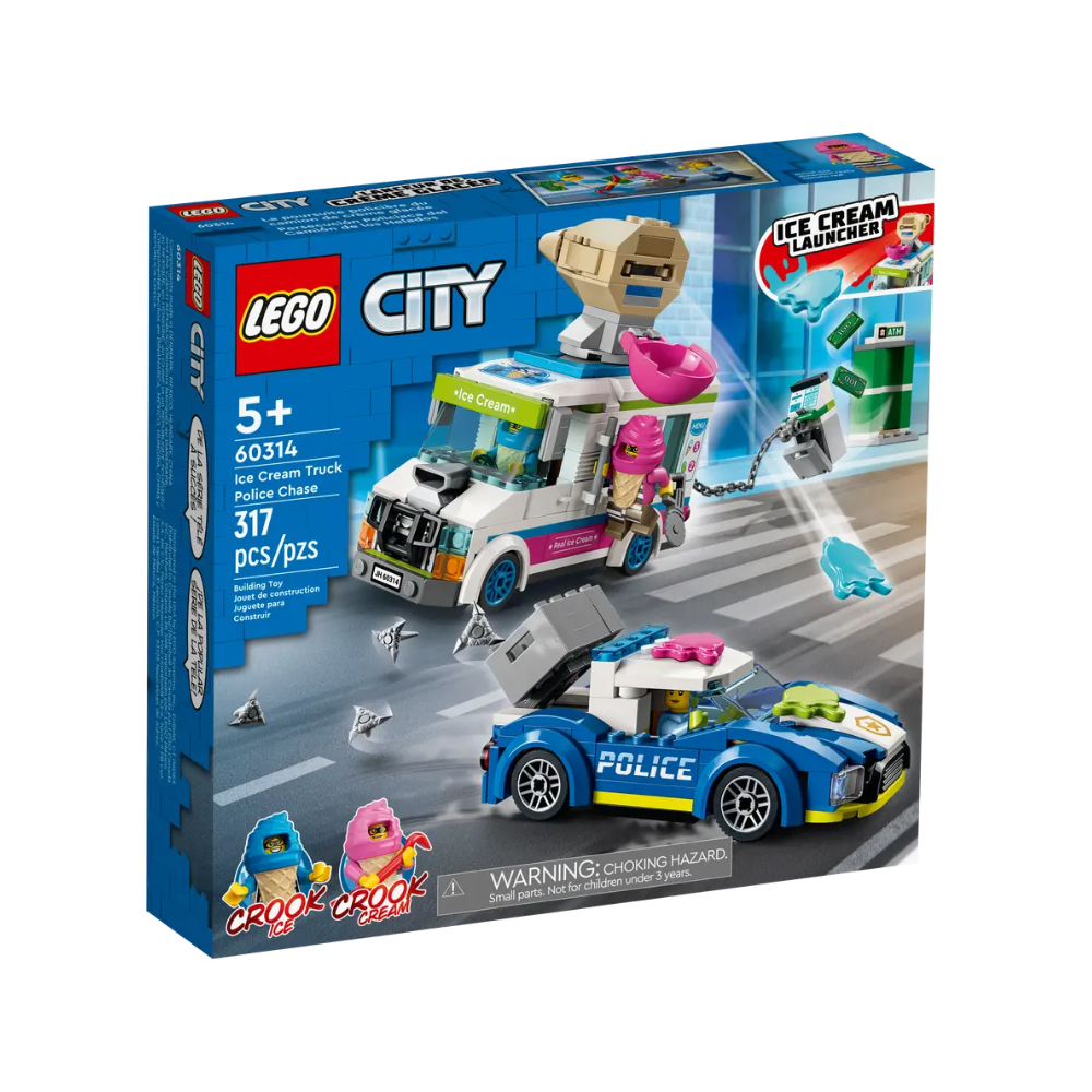 Set de creatie Politia in urmarirea furgonetei cu inghetata Lego City, 5 ani+, L60314, Lego