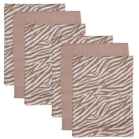 Set museline din bumbac Blush & Blossom, 70 x 70 cm, Zebra, 6 bucati, Tryco