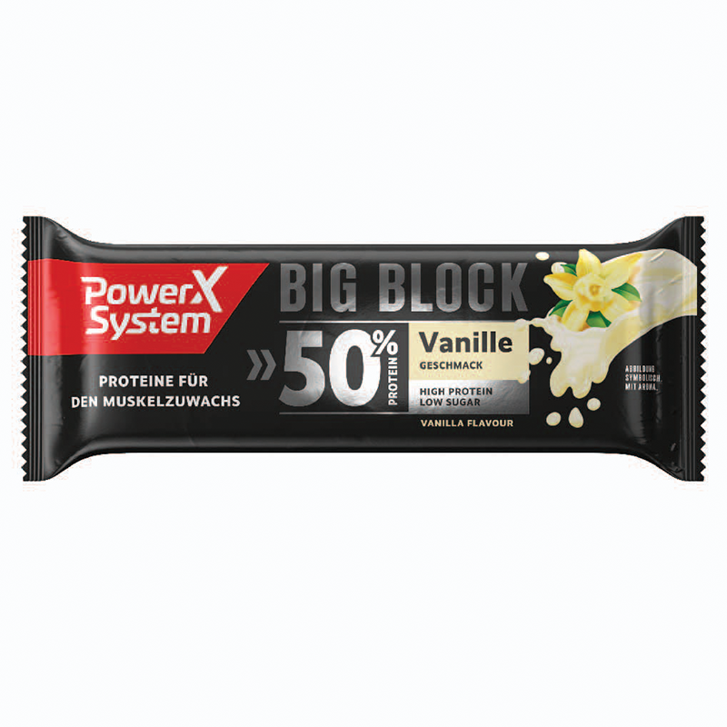 Baton proteic cu vanilie Big Block, 100g, PowerX System