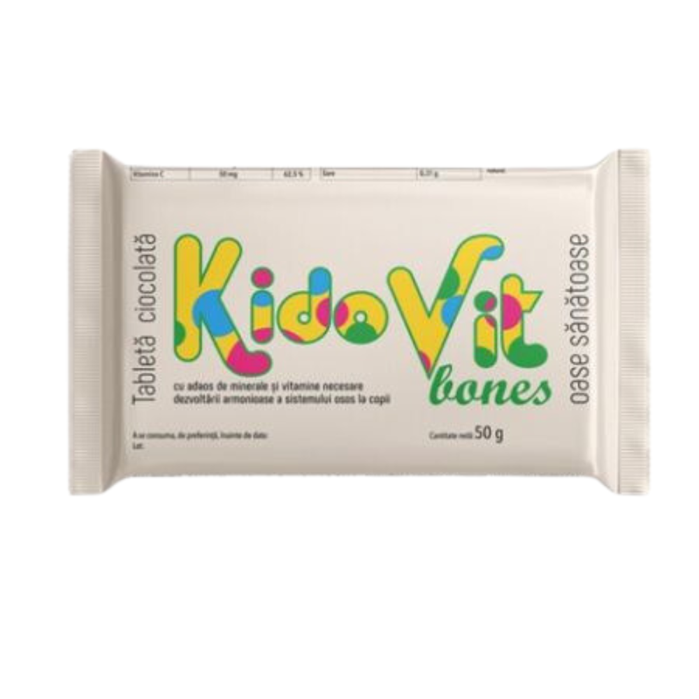 Ciocolata cu vitamine pentru oase Kidovit Bones, 50 g, Remedia