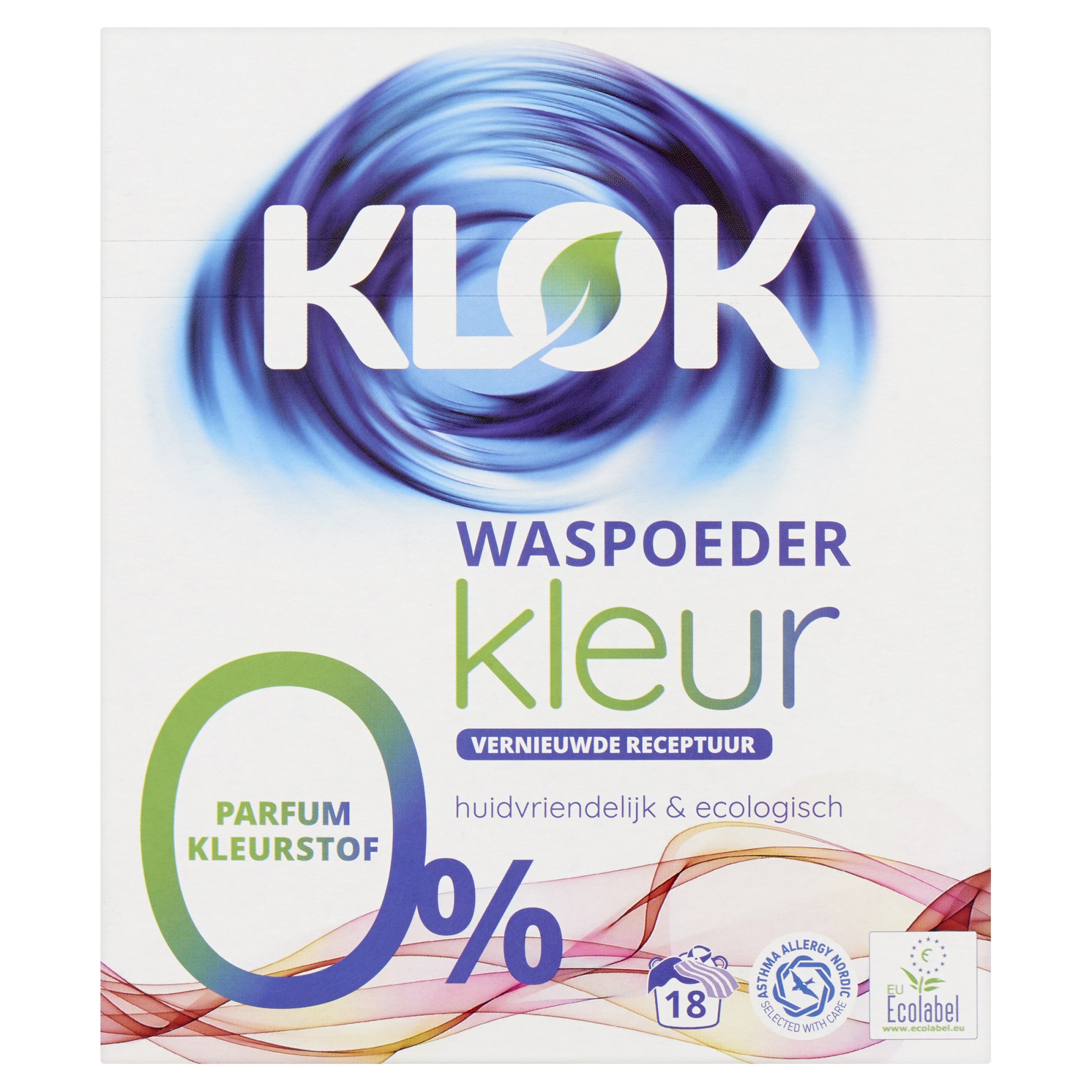 Detergent pudra pentru rufe colorate, 1.17 litri/18 spalari, Klok