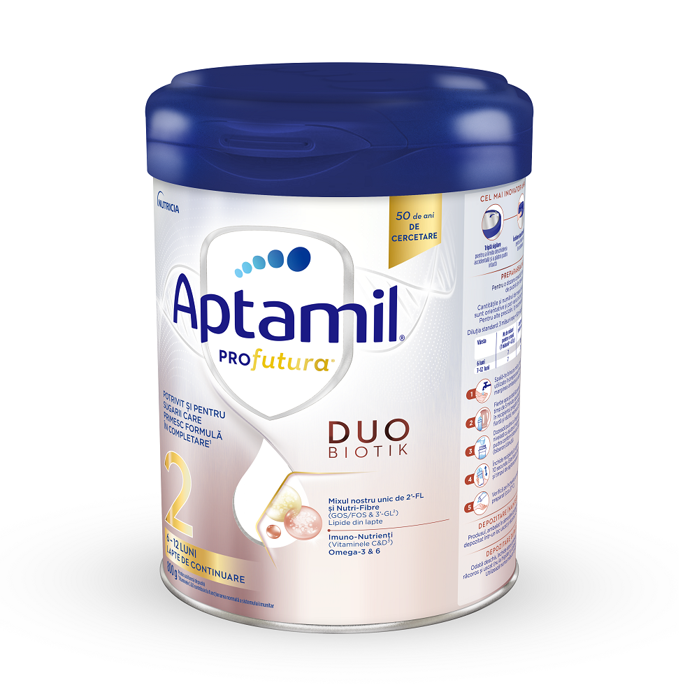Lapte praf ProFutura 2 Duo Biotik, 6 - 12 luni, 800 g, Aptamil 503412