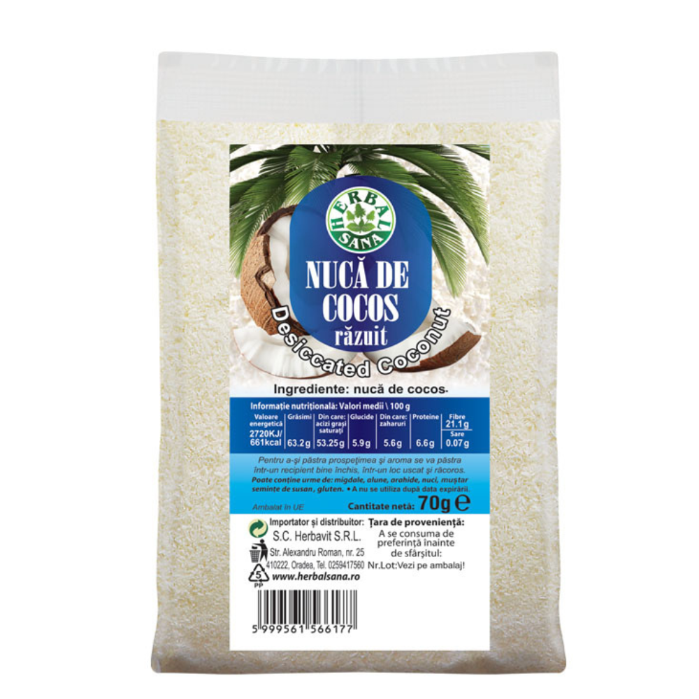 Nuca de cocos razuita, 70 g, Herbal Sana
