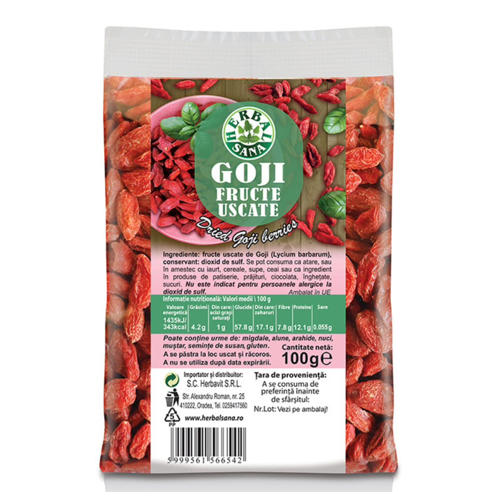 Goji fructe uscate, 100 g, Herbal Sana