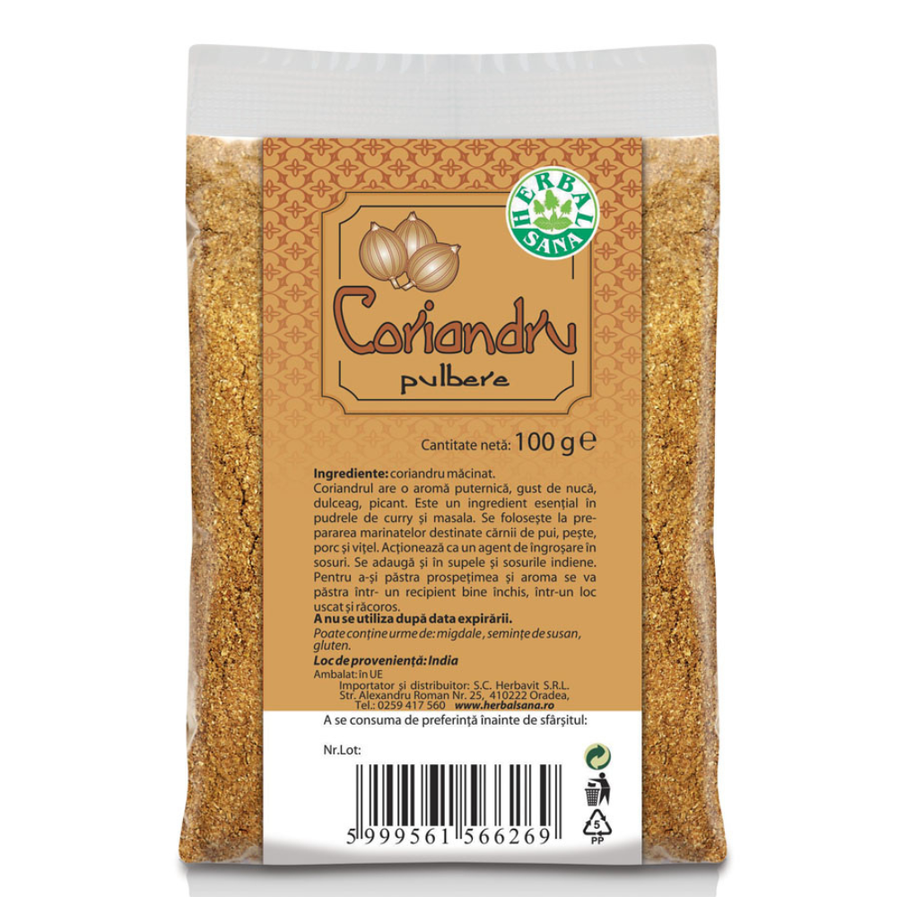 Coriandru pulbere, 100 g, Herbal Sana