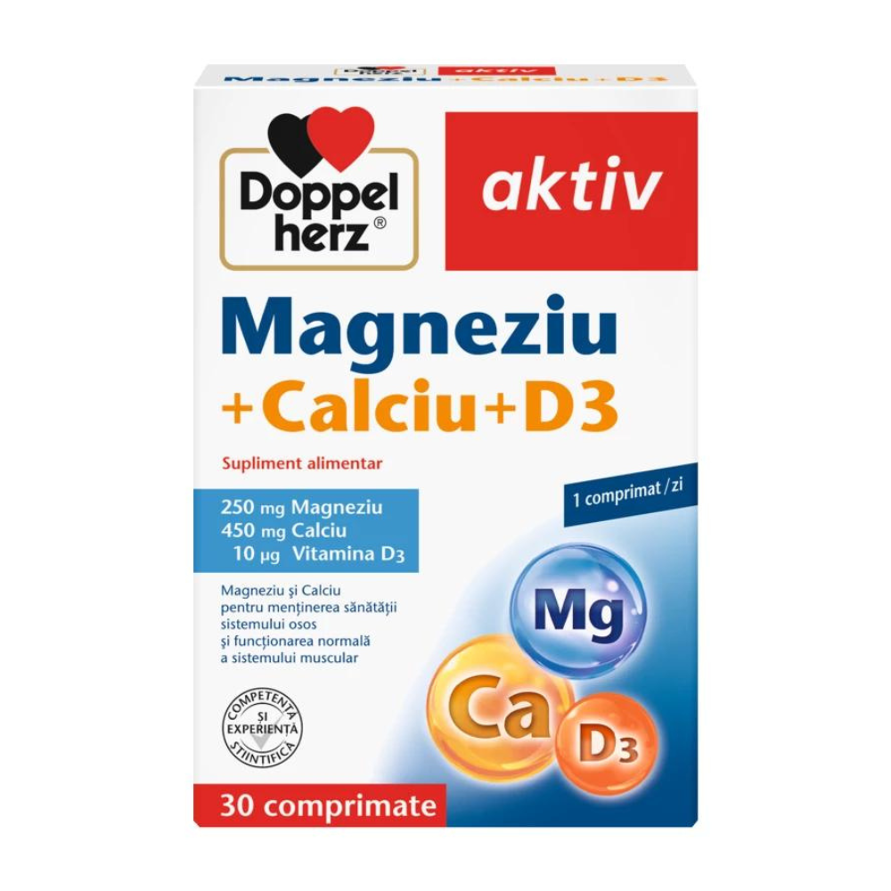 Magneziu + Calciu + D3, 30 comprimate, Doppelherz