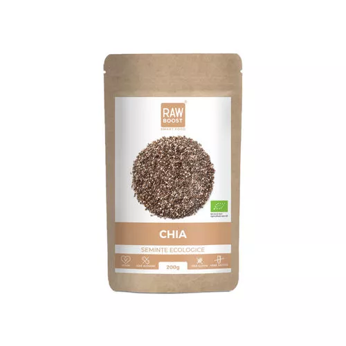 Seminte Bio de Chia crude, 200 g, Rawboost