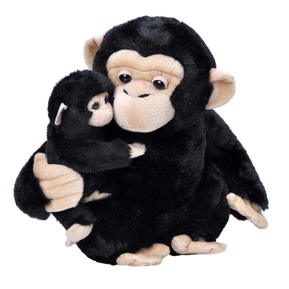 Jucarie de plus Cimpanzeu mama si puiul, 30 cm, Wild Republic