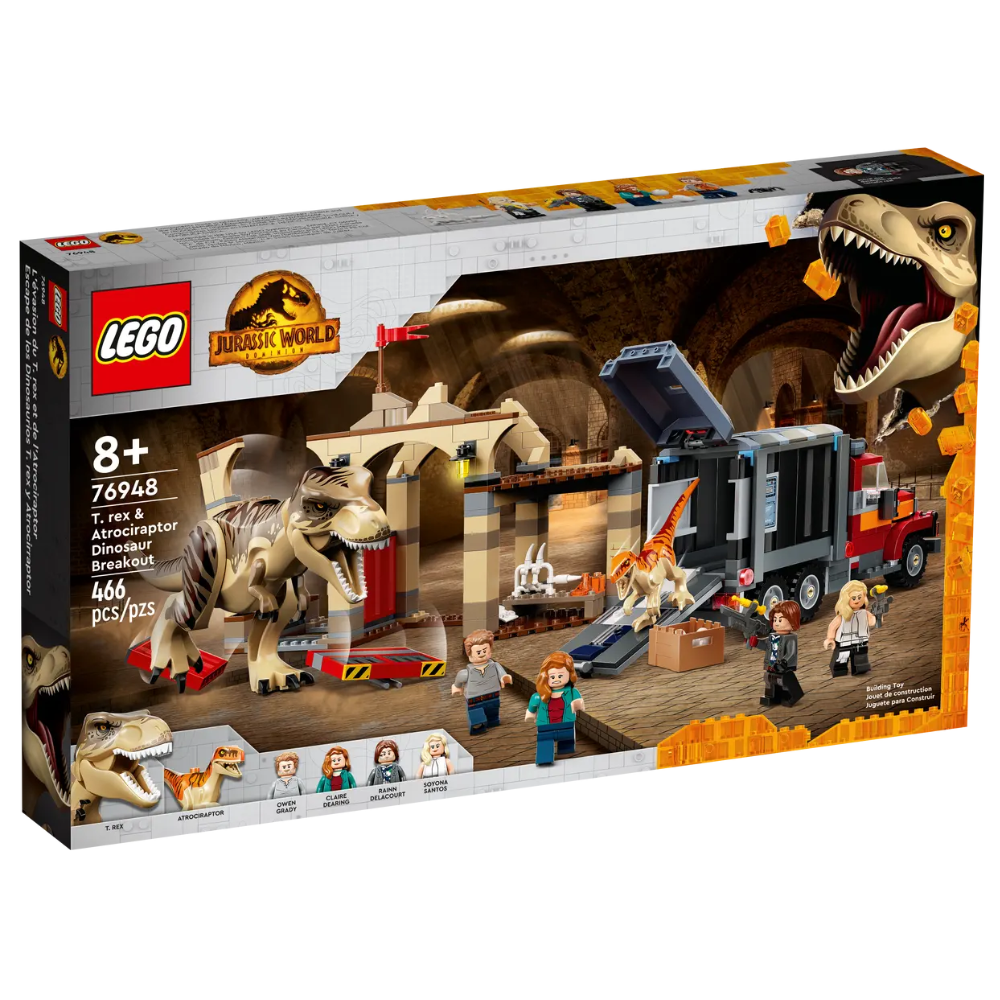 Evadarea dinozaurilor T-Rex si Atrociraptor Lego Jurasic World, 8 ani +, 76948, Lego
