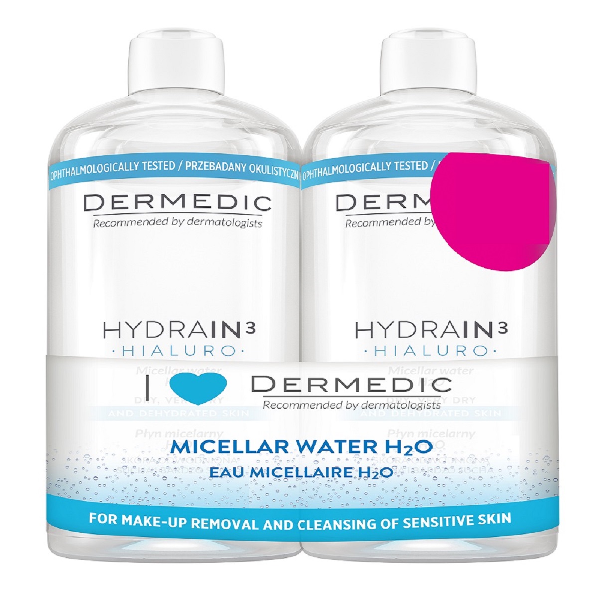 Apa micelara H2O Duopack Hydrain3, 500 ml + 500 ml, Dermedic