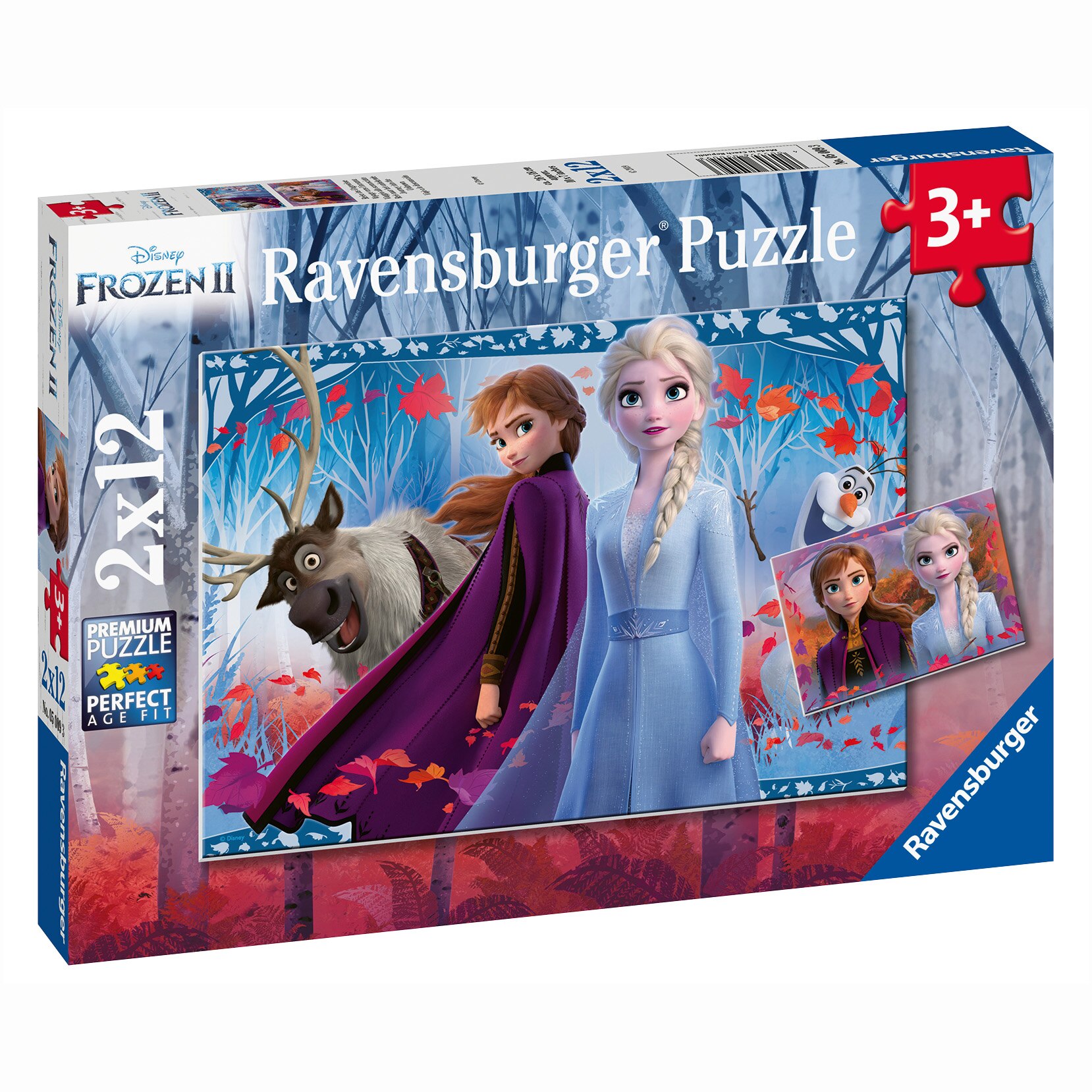 Puzzle Frozen 2, 2 x 12 piese, Ravensburger