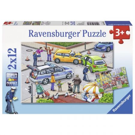 Puzzle Echipaj de Politie, 2 x 12 piese, Ravensburger