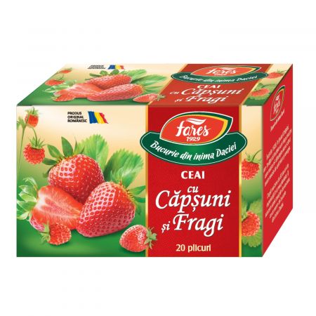 Ceai de capsuni si fragi Aromafruct, 20 plicuri, Fares