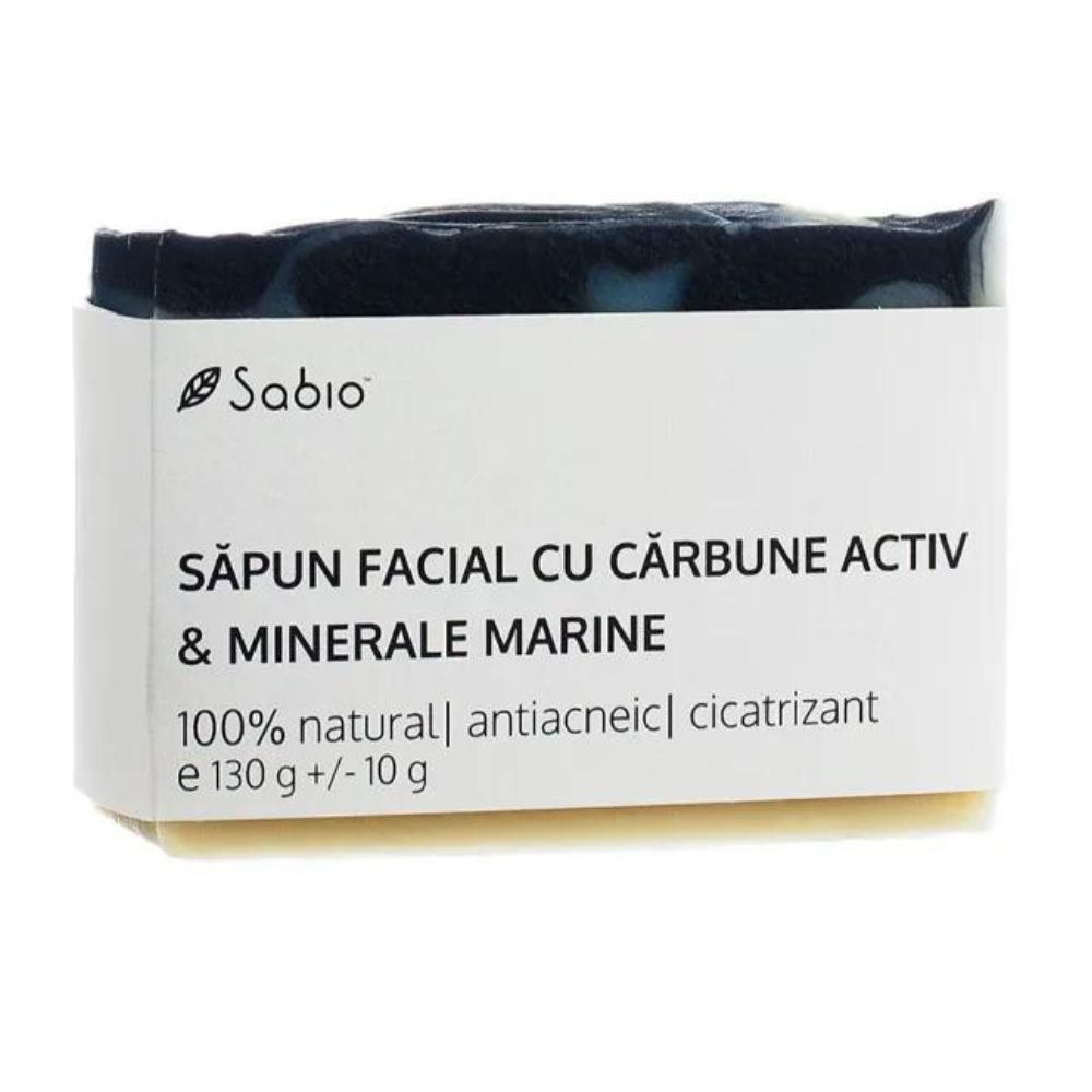 Sapun solid facial cuc arbune activ si minerale marine, 130g, Sabio